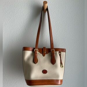 Vintage Dooney & Burke Satchel Purse Bag - Pebbled Leather Cream